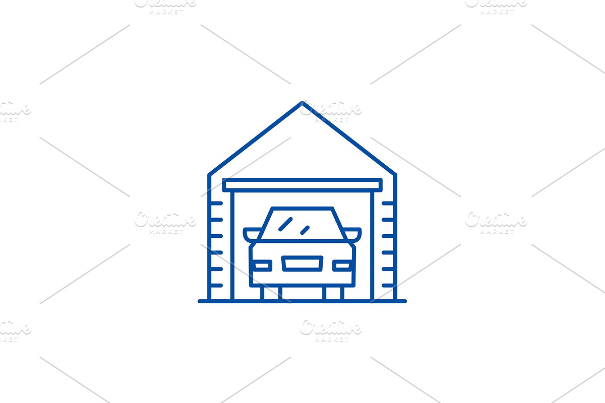 Garage line icon concept. Garage in Illustrations - product preview 8