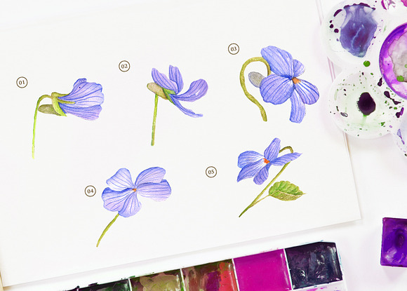 Dog Violet Flower Watercolor in Objects - product preview 1
