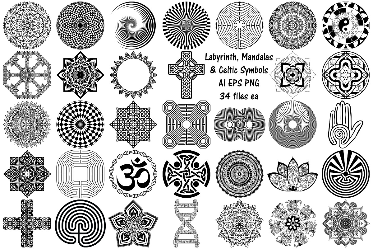Labyrinth, Mandalas, Celtic Symbols in Illustrations - product preview 8