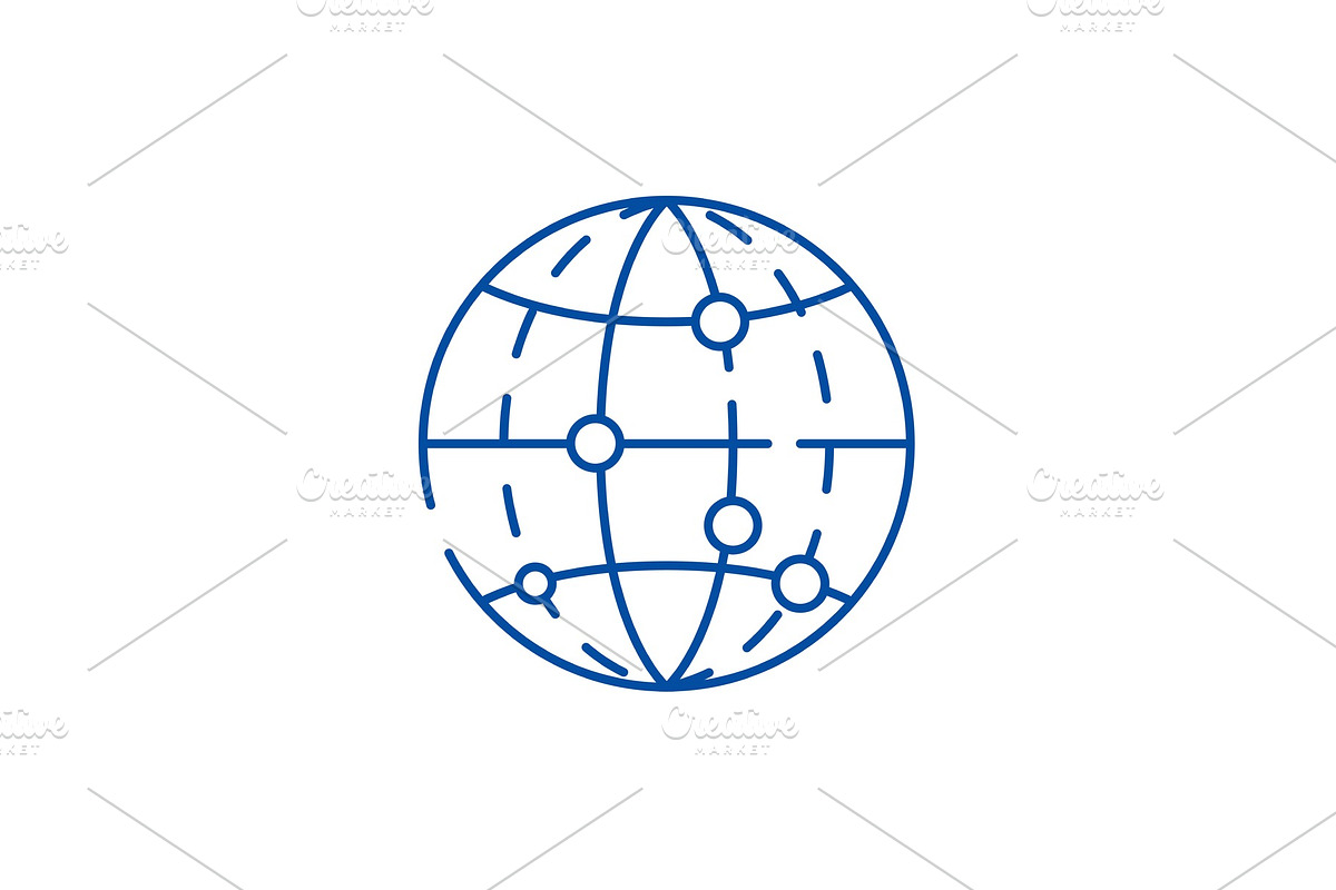 Global data encryption line icon in Illustrations - product preview 8