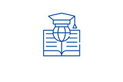 Global study line icon concept