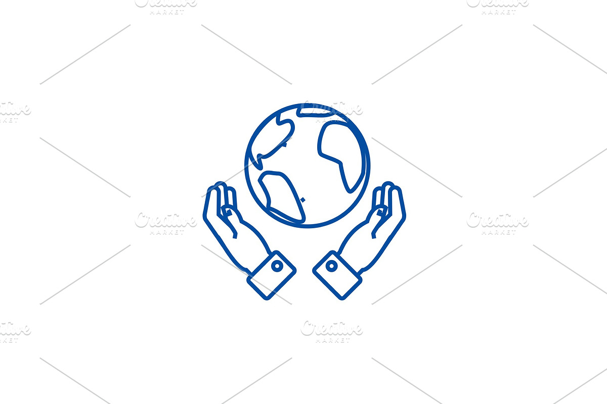 Globalization in hands line icon in Illustrations - product preview 8