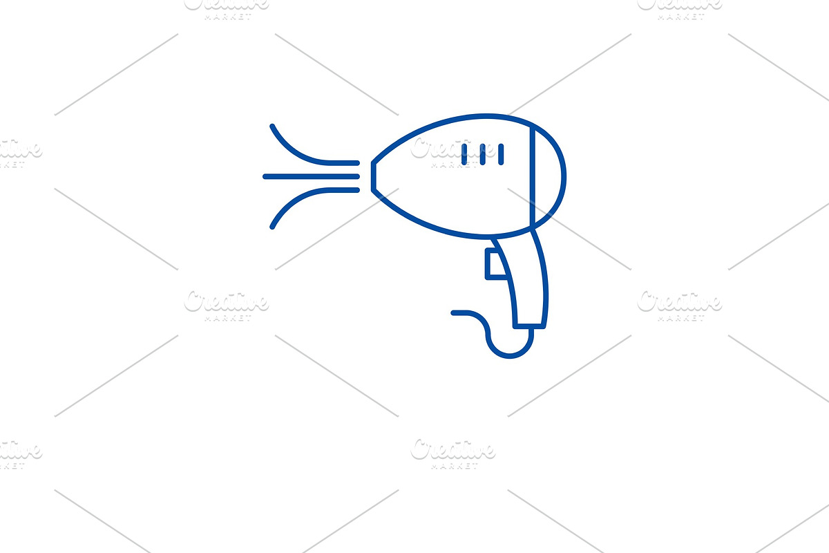 Hair dryer line icon concept. Hair in Illustrations - product preview 8