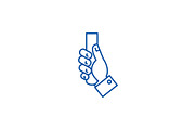 Hand holding illustration line icon