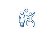 Happy love couple line icon concept