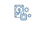 Hardware solutions line icon concept
