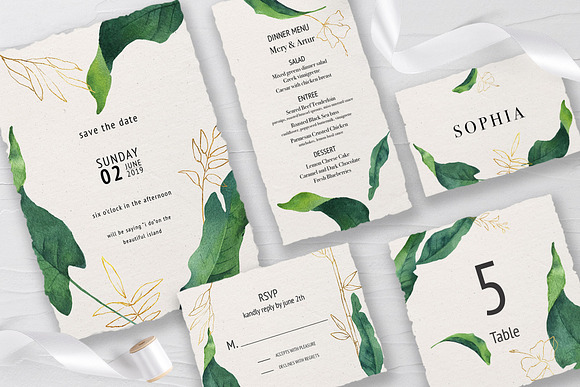 Tropical Greenery Wedding Suite in Wedding Templates - product preview 6