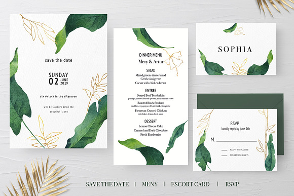 Tropical Greenery Wedding Suite in Wedding Templates - product preview 7