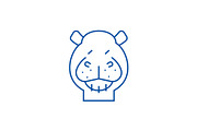 Hippo line icon concept. Hippo flat