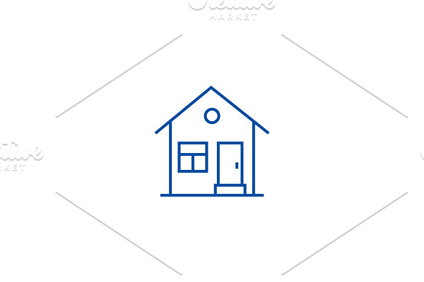 House with door line icon concept