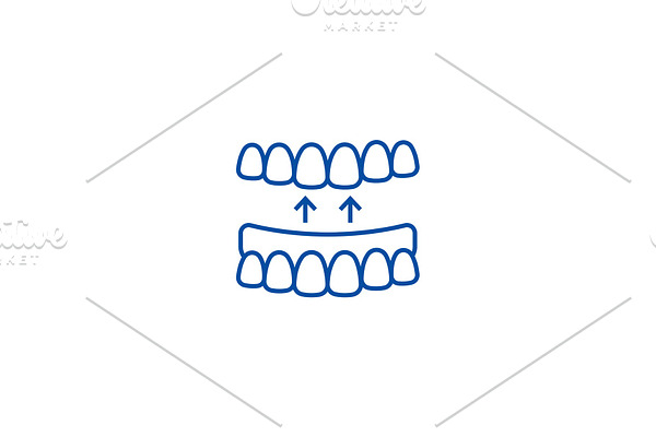 Implanted teeth line icon concept