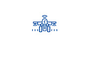 Irrigation tractor line icon concept