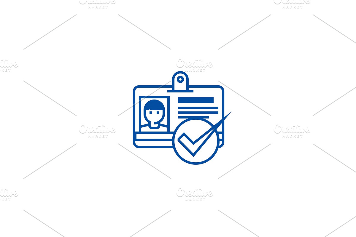Id badge,multi pass,permit line icon in Illustrations - product preview 8