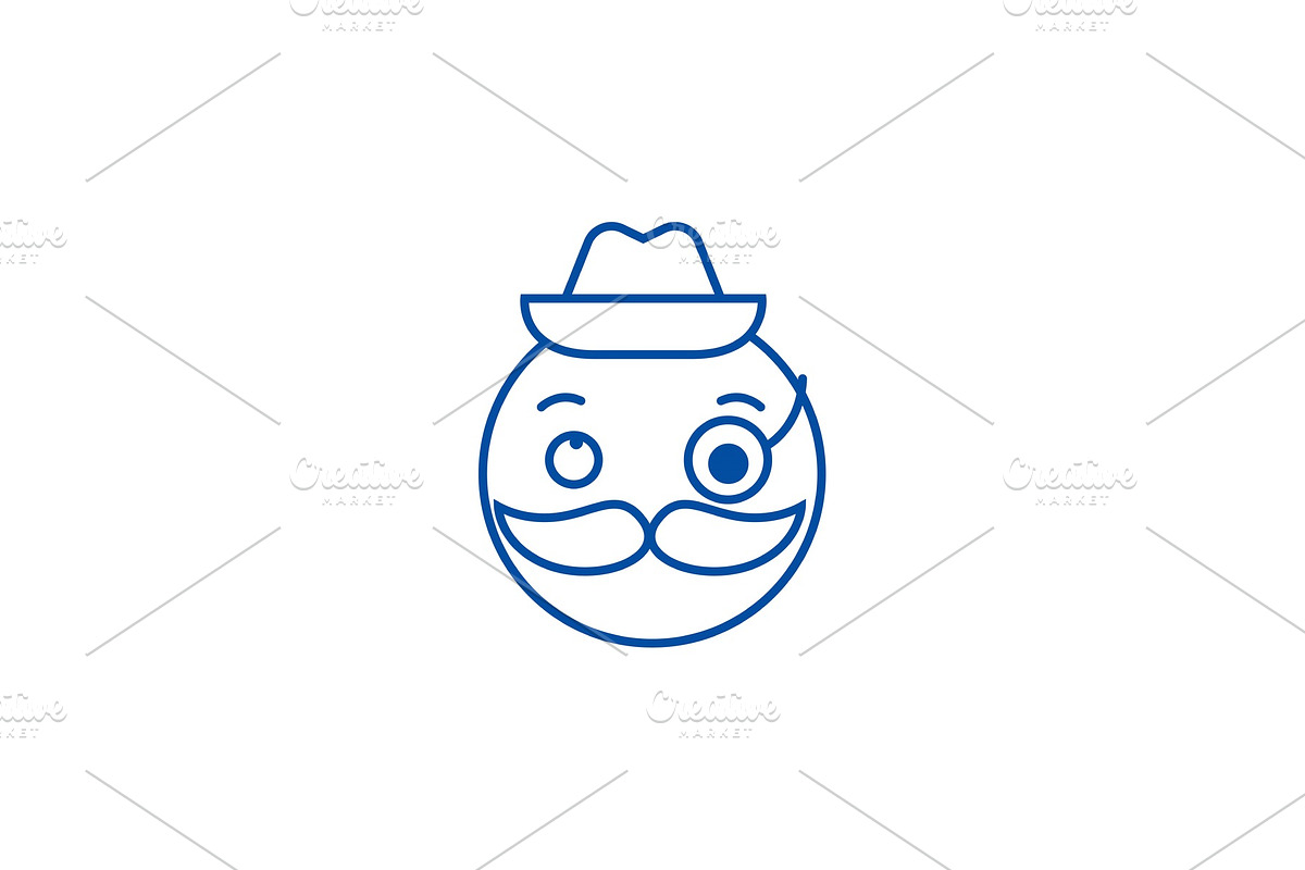 Gentlemen emoji line icon concept in Illustrations - product preview 8