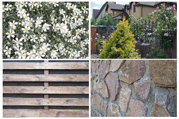Bricks, fence and greenery in Textures - product preview 5