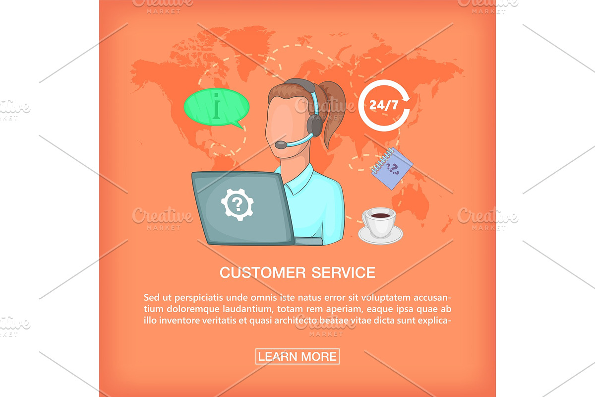 Call center concept girl support in Illustrations - product preview 8