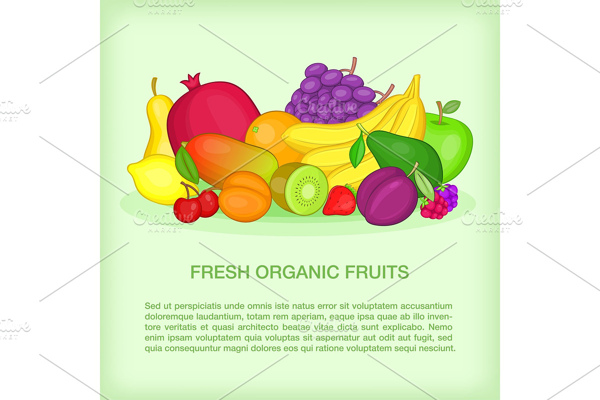 Fruits concept organic, cartoon in Illustrations - product preview 8