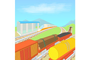 Railway concept, cartoon style