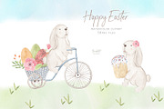 Happy Easter. Watercolor clipart.