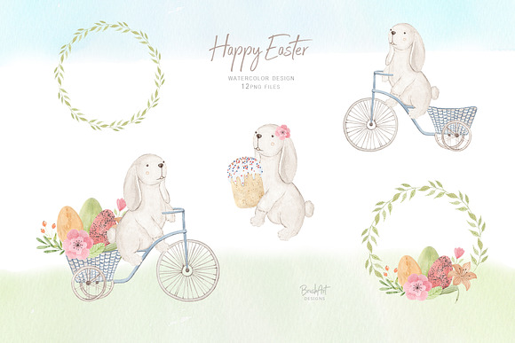 Happy Easter. Watercolor clipart. in Illustrations - product preview 4