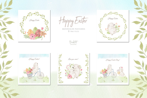 Happy Easter. Watercolor clipart. in Illustrations - product preview 6