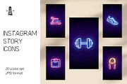 Gym Instagram Icons - Neon Design