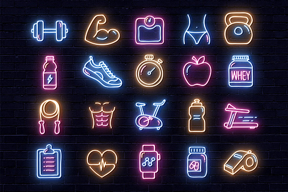 Gym Instagram Icons - Neon Design in Instagram Templates - product preview 1