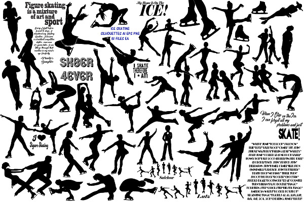 Ice Skating Silhouettes AI EPS PNG