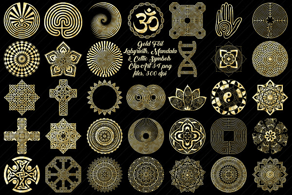 Gold Labyrinth,Mandala&Celtic Logos