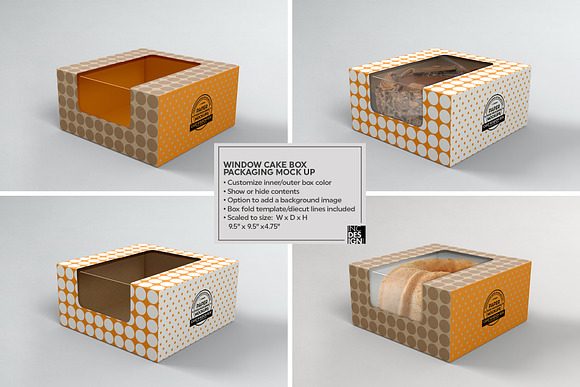 Cake Window Box Packaging Mockup in Branding Mockups - product preview 2