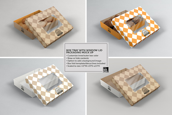 Box Tray Window Lid Packaging Mockup in Branding Mockups - product preview 2