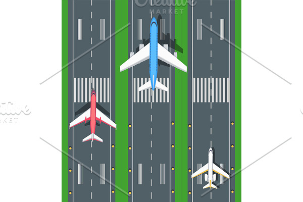 Set of Aviation Vector Airplanes on