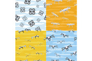 Seamless Pattern Drone Icon Flying