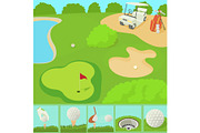 Golf field concept, cartoon style