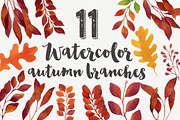11 Watercolor Autumn Branches
