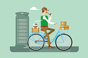 Retro postman on a bicycle