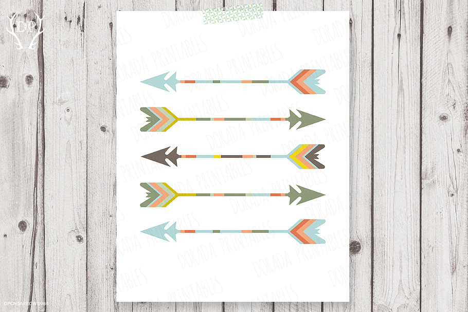Five arrows tribal artwork pastel