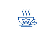 Mug of green tea line icon concept