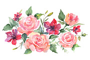 Roses bouquet joy of love watercolor