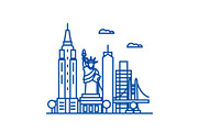 New york usa line icon concept. New