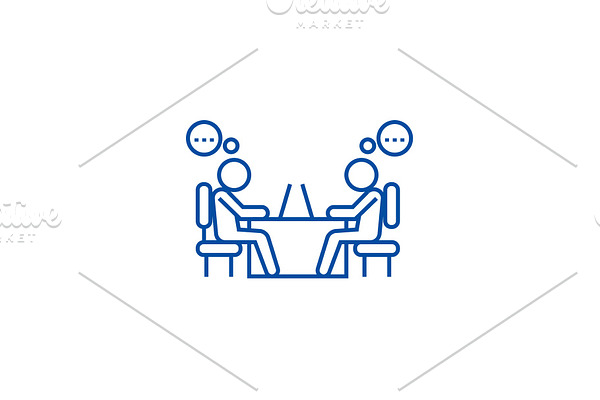 Office coworkers line icon concept