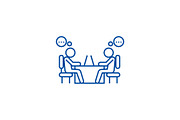 Office coworkers line icon concept