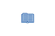Opened textbook line icon concept