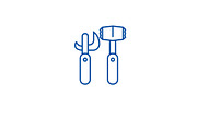 Opener meat mallet line icon concept