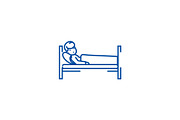 Patient in hospital bed line icon