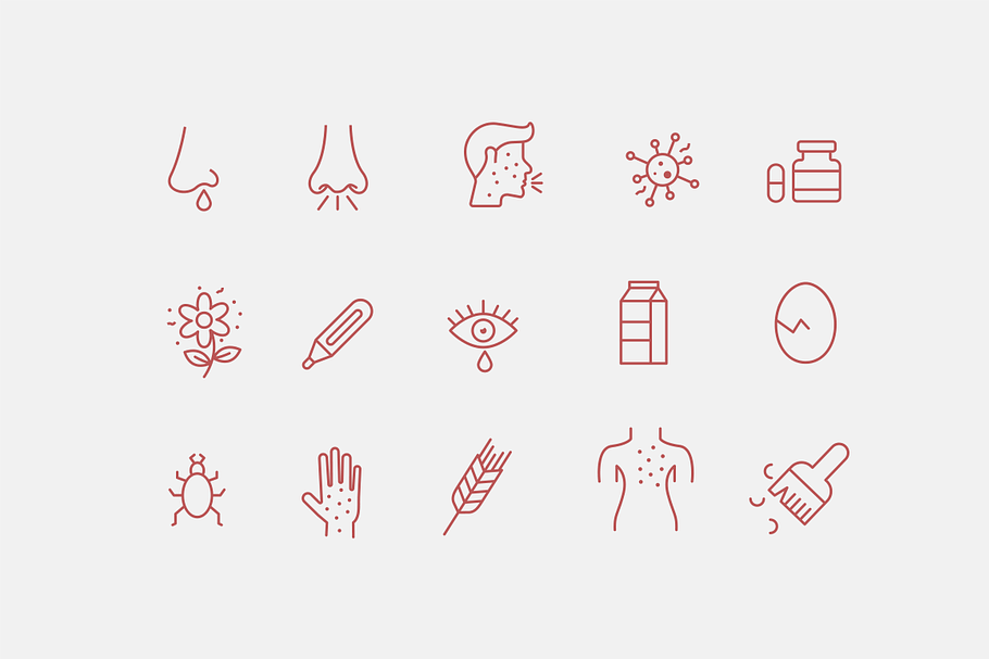 15 Allergy Icons in Icons - product preview 8