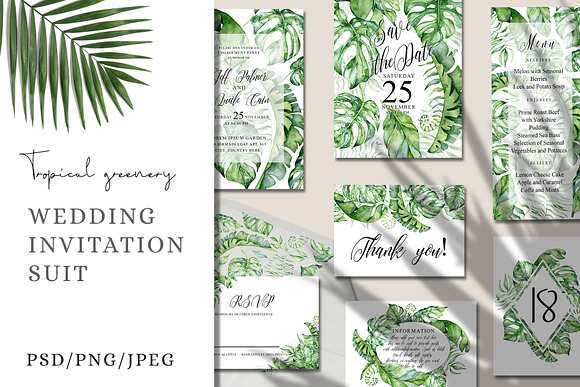 Tropical Greenery Wedding Suit in Wedding Templates - product preview 4