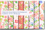 Watercolor Peony & Hydrangea Pattern