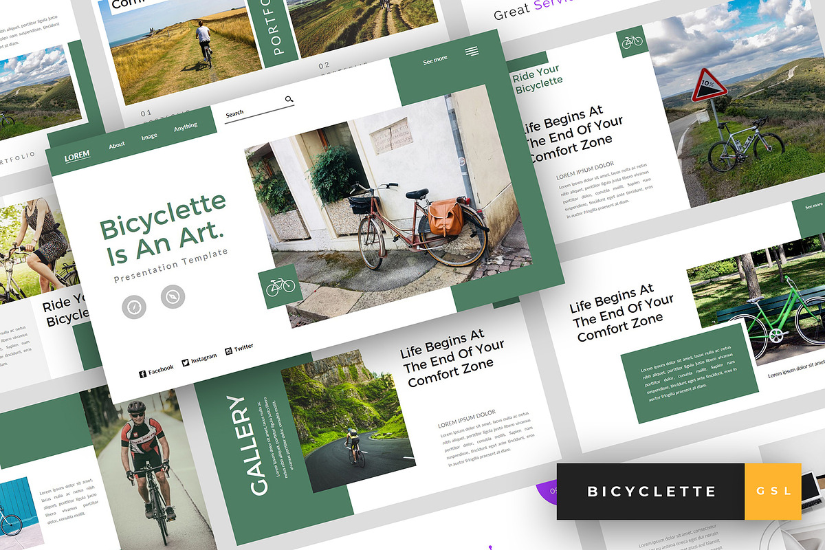 Bicyclette - Bicycle Google Slides in Google Slides Templates - product preview 8