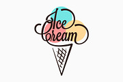 Ice cream in the waffle cone logo.